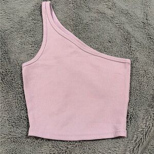 SHEIN One-Shoulder Lilac Ribbed Crop Top